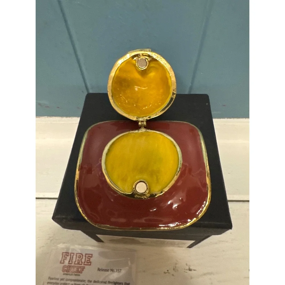 Objet d' Art Fire‎ Chief Helmet Trinket Box Crystal Embellished Firefighter Gift